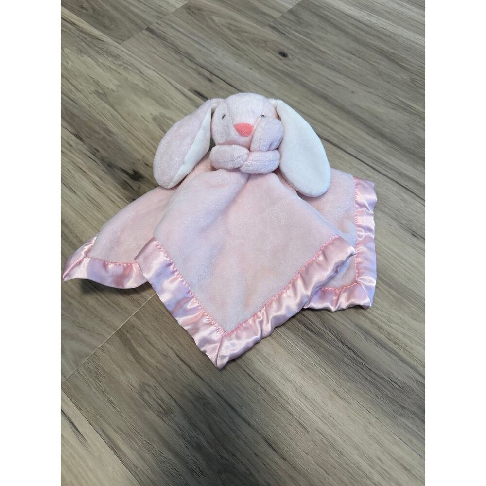 Carters Pink Bunny Plush Baby Blanket Satin Trim Back Security Lovey 2016